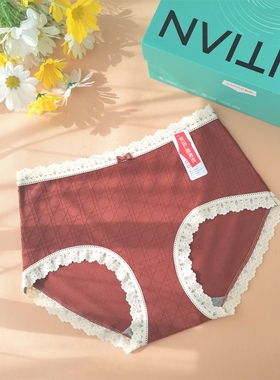 彩田内裤女中腰纯棉莫代尔奢华15807蕾丝边性感纯色石墨烯抗菌裆