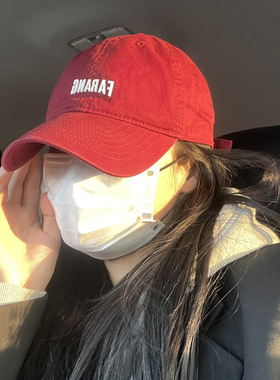 夏季鸭舌帽女ins潮显脸小红色帽子软顶棒球帽遮阳防晒帽潮牌复古