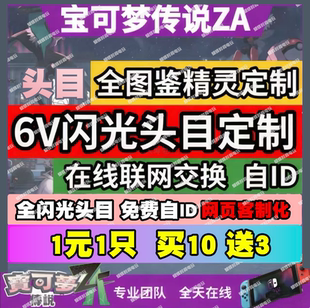 Switch宝可梦传说ZA精灵定制 头目6V闪光送mega石自id