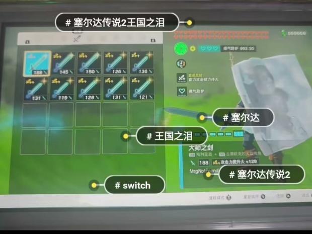 Switch NS塞尔达2王国之泪存档修改 6把MSG大师剑附魔材料佐纳乌