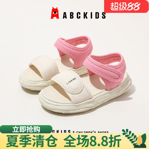 abckids夏季沙滩女露趾凉鞋官方