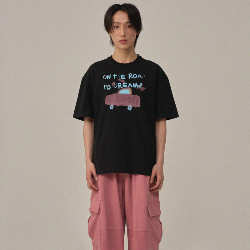 GHPC韩版美式高街宽松休闲学院风T恤男女同款潮牌个性百搭短袖潮