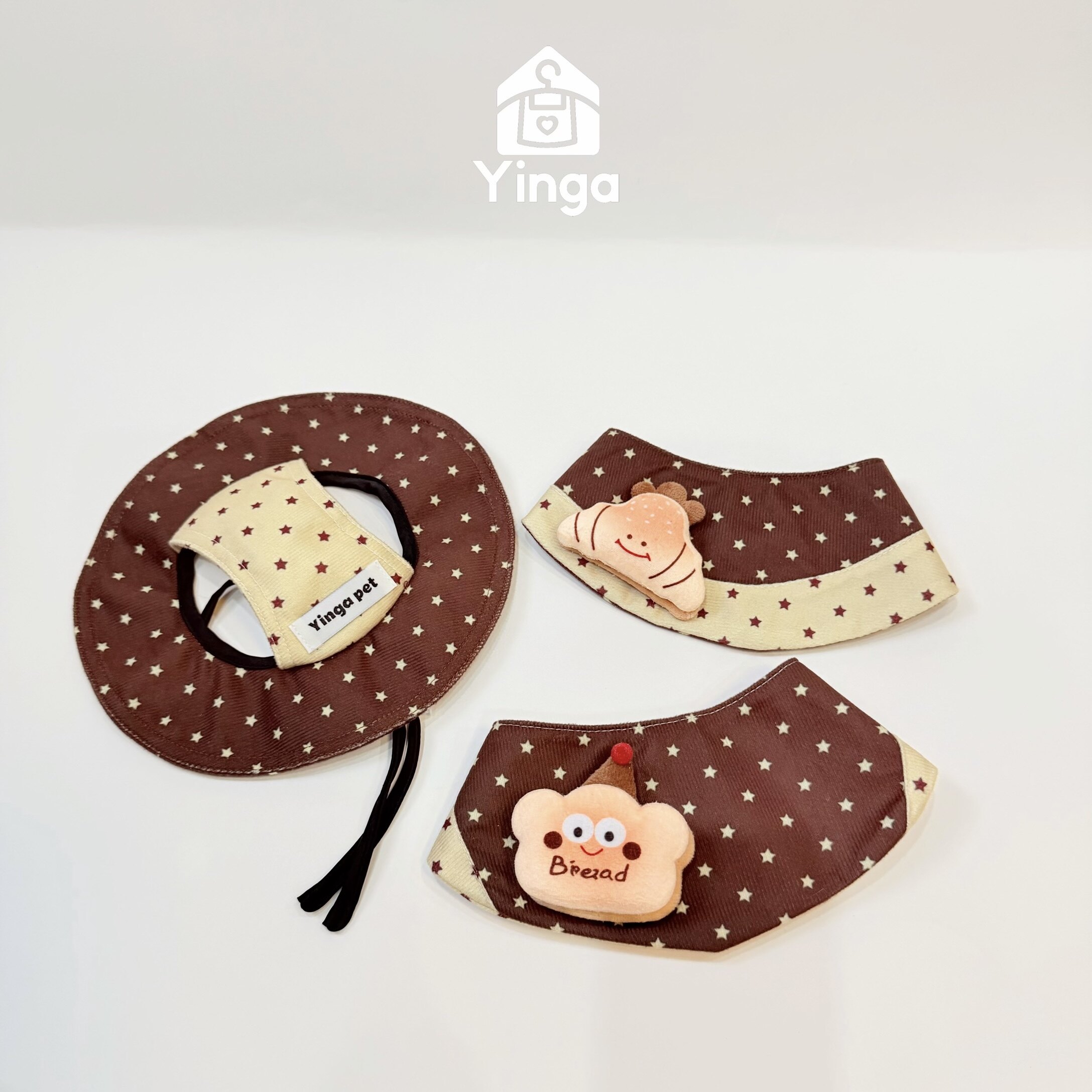 Yinga牛角包多巴胺宠物口水巾狗狗猫咪围兜可爱猫生日兜宠物装饰