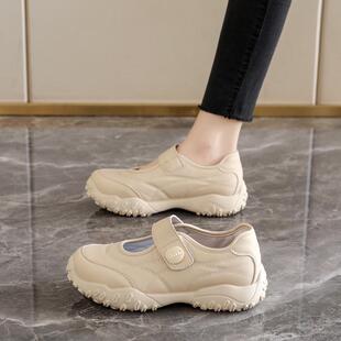 品牌魔术贴运动鞋女外穿2026新款配裙子不累脚软底轻便透气休闲