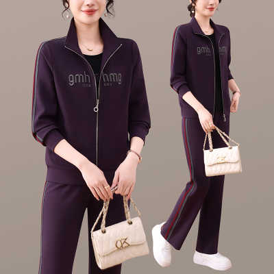 中年妈妈时尚运动套装女秋季2026新款时髦洋气卫衣外套女装三件套