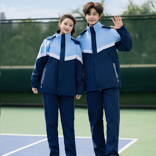 新秋冬款学院风校服初中生高中生冲锋衣套装运动服入院三合一外套