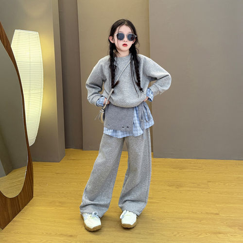 网红博主款超好看女孩运动套装2026新款童装春季洋气女通屁帘卫裤