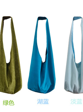 原创自制 咸菜绿色 蓝色 绒布单肩包斜跨包文艺复古饺子包单车包