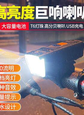 迪路仕(DEROACE)自行车灯夜骑充电车前灯强光山地车铃铛儿童单车
