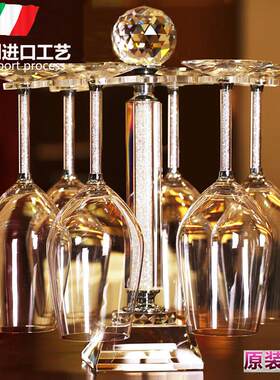 KBOX水晶玻璃倒挂杯架旋转酒柜摆件架子 高脚杯 红酒杯家用套装醒