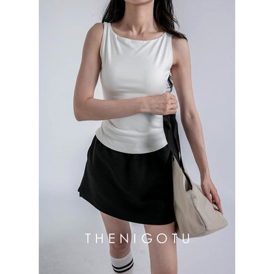 DOROTHY丨定制款~黑色吊带背心女2025夏季修身无袖t恤短款上衣