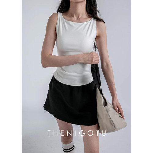 DOROTHY丨定制款~黑色吊带背心女2025夏季修身无袖t恤短款上衣