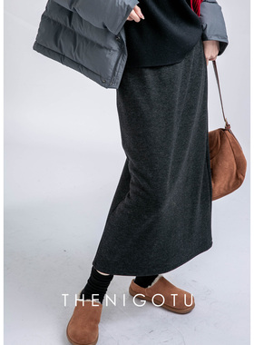 DOROTHY丨加绒加厚呢子半身裙女2024新款高腰宽松保暖半裙长裙子