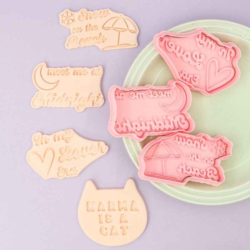 可爱卡通猫头饼干模具塑料浪漫系列曲奇翻糖diy印花家用烘焙工具