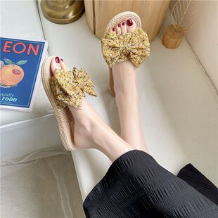 2025新款翠花蝴蝶结ins配裙子超仙防滑外穿沙滩少女风百搭凉拖鞋