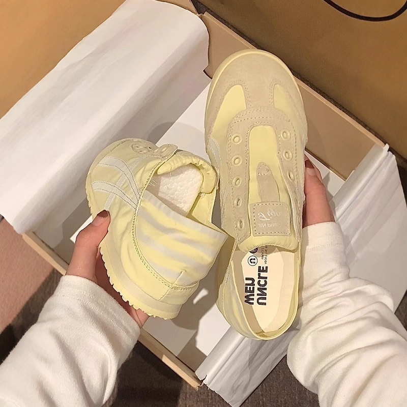 平底内增高阿甘鞋女夏新款帆布