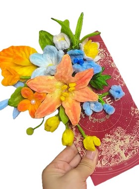 创红包棒手d料自制礼物友闺意手工扭扭花束工iy材包送朋蜜