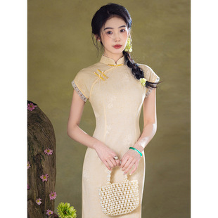 黄色旗袍女小个子2026春夏新款新中式改良年轻款少女连衣裙