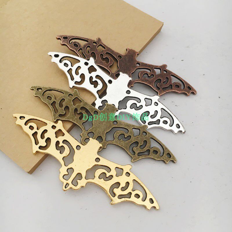 手工diy哥特风镂空花纹蝙蝠胸针材料耳环吊坠合金首饰品挂件10个