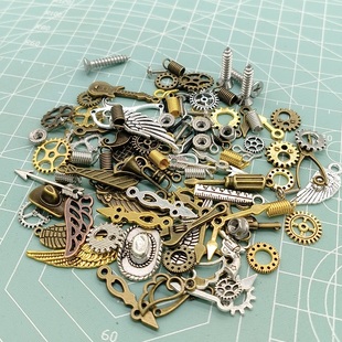 手工diy木块机器人配件螺丝齿轮指针钥匙扣项链挂件朋克材料团建