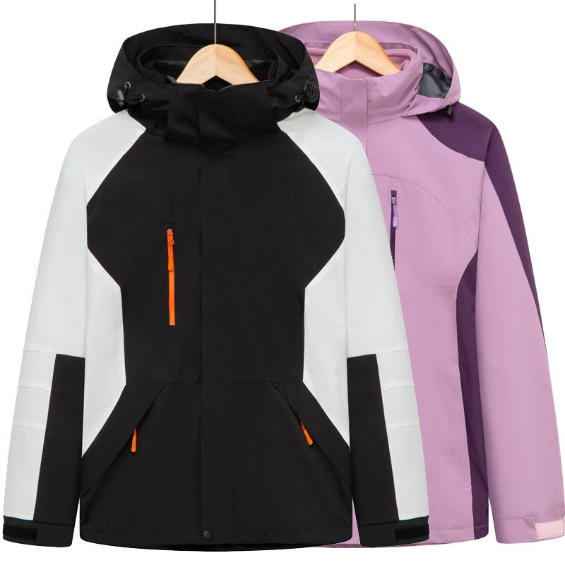 户外冲锋衣男女款三合一两件套加绒加厚防风防水工作服印制