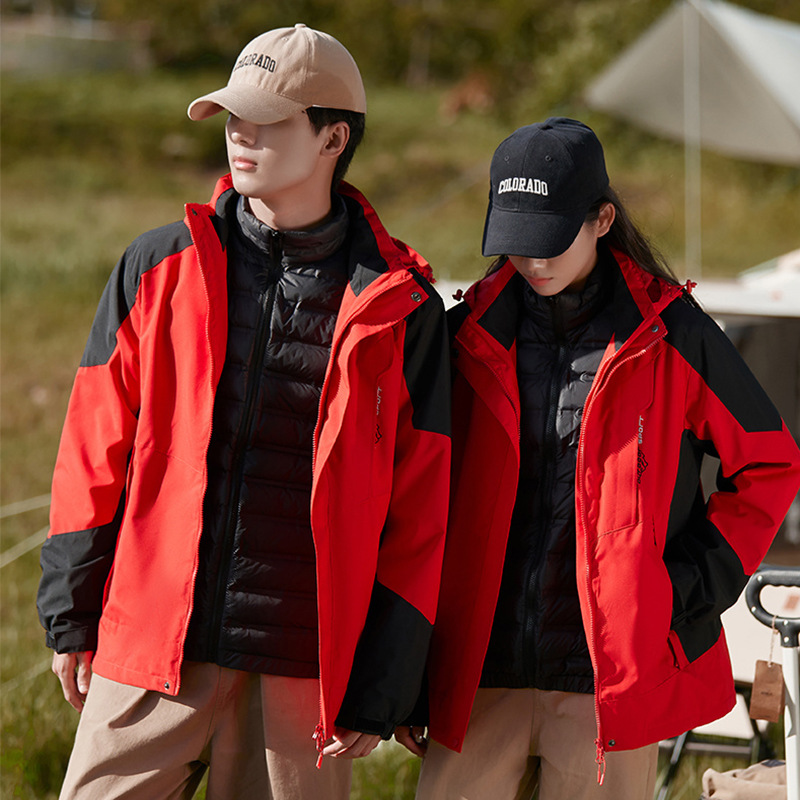 秋冬季户外羽绒冲锋衣男女三合一可拆卸羽绒内胆两件套情侣登山服