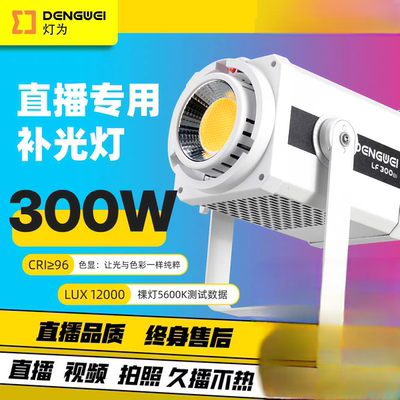 灯为LF300bi300W直播补光灯摄影灯室内人像拍摄打光灯常亮球
