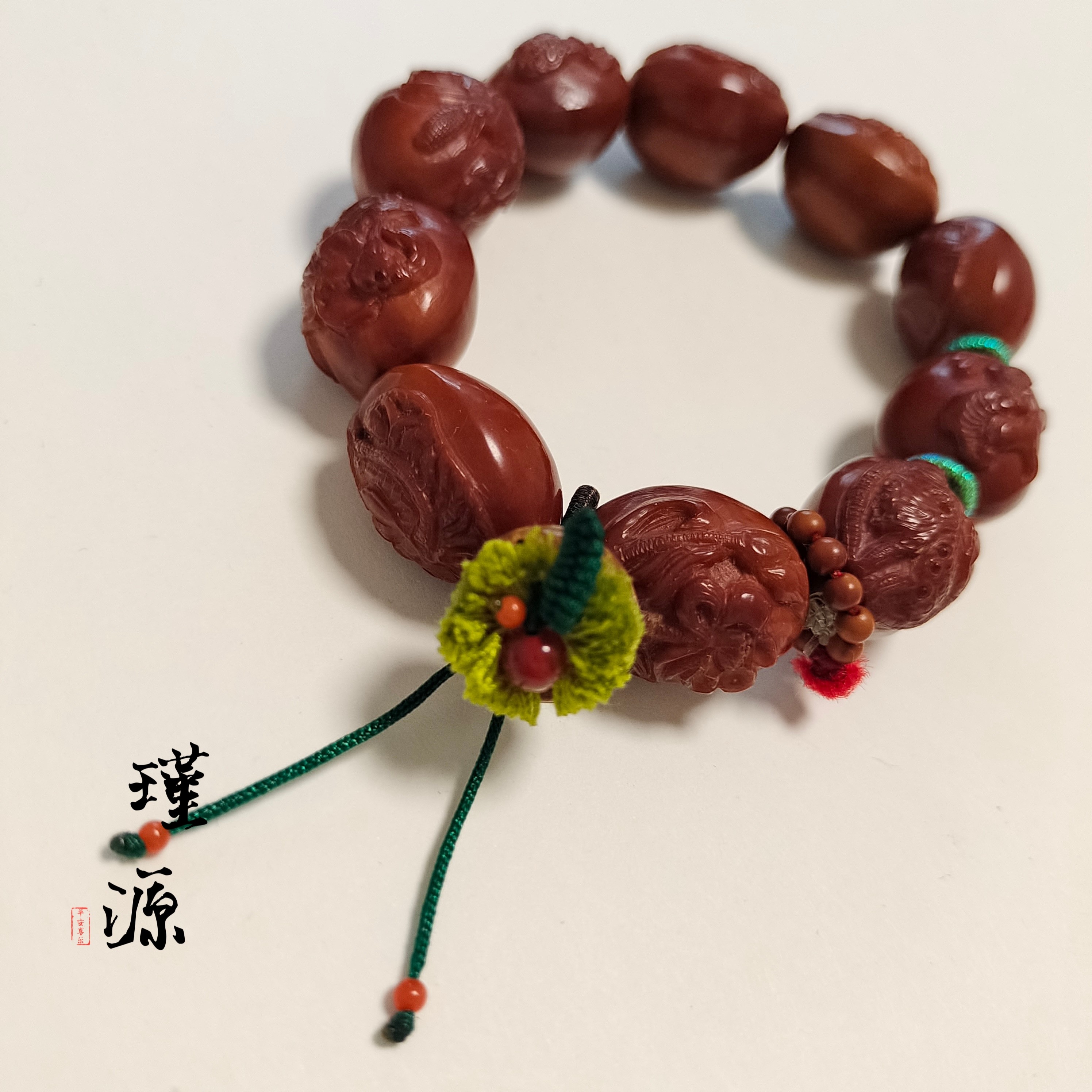 桃核碗小滴溜手工编绳小叶子文玩手串万能扣挂件diy提溜饰品配件图片