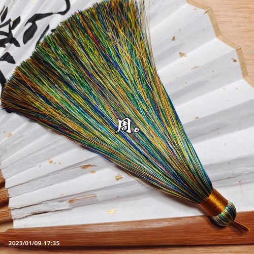 15cm千里江山配色线圈款人造丝流苏穗子车挂件中国结diy饰品配件