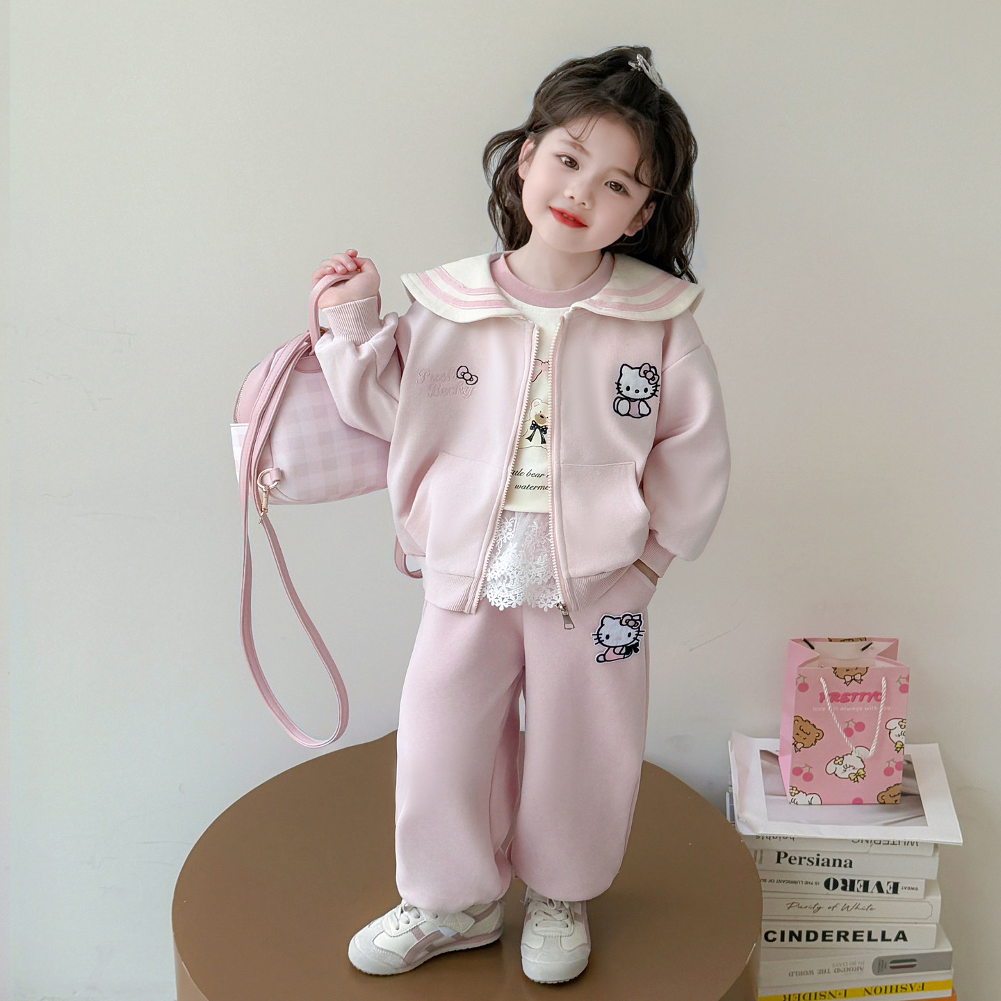 女童秋装套装2025新款儿童春秋洋气海军领卫衣外套女宝秋天两件套