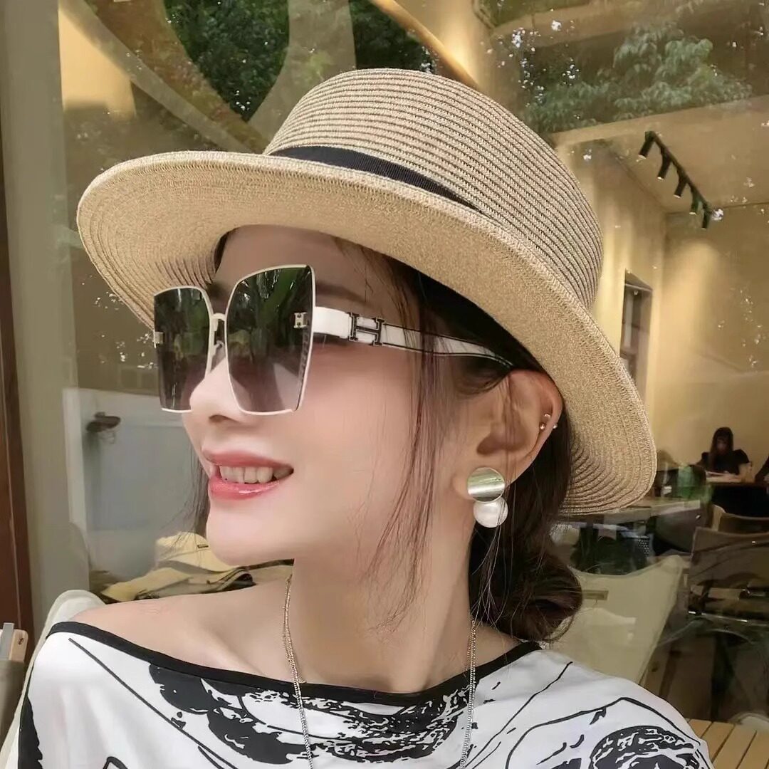 出游防晒帽子平檐夏季时尚蝴蝶结