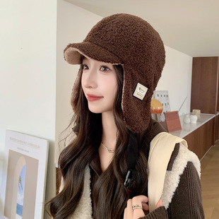 冬季新款加厚保暖羊羔绒飞行员帽子女款户外骑车防寒护耳雷锋帽男