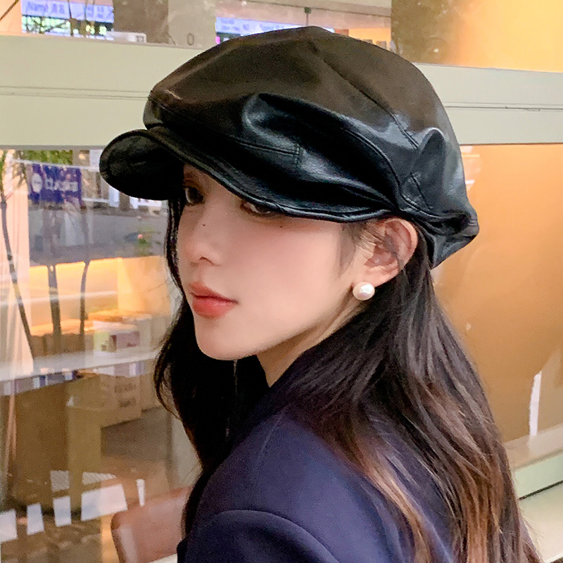 韩版黑色气质优雅云朵贝雷帽子女春秋季时尚百搭鸭舌帽复古画家帽