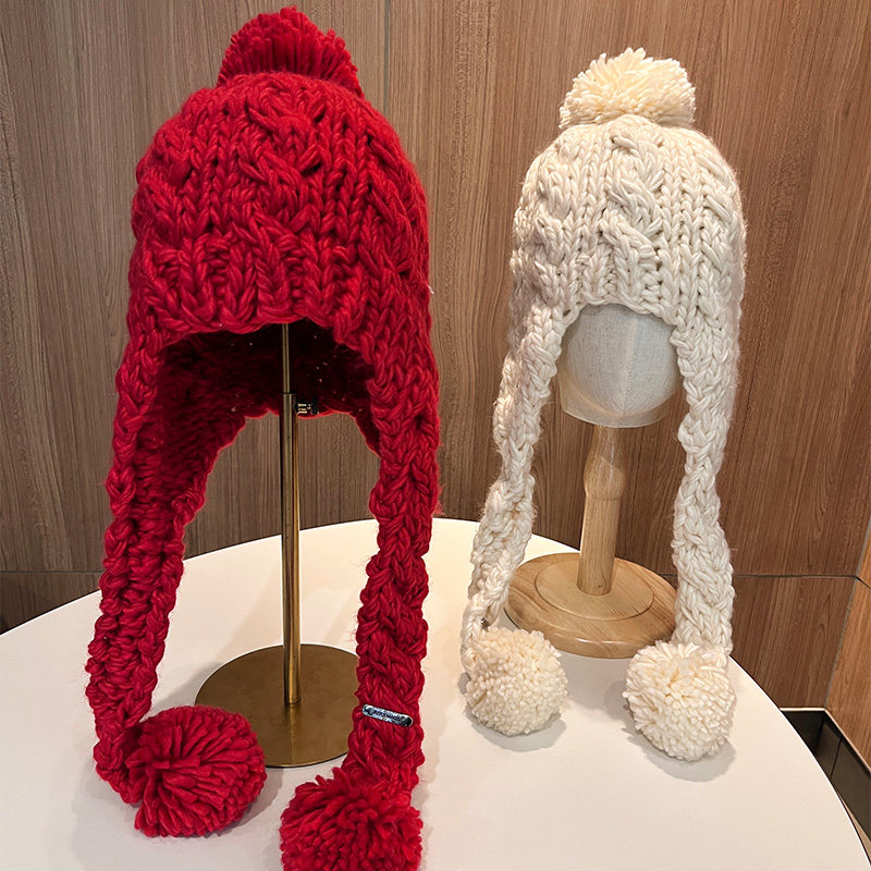 韩版ins风粗毛线针织帽女秋冬季加厚保暖护耳帽百搭毛球雷锋帽子,服饰配件/皮带/帽子/围巾,帽子,淘宝优惠券,粉丝福利购,淘宝优惠卷