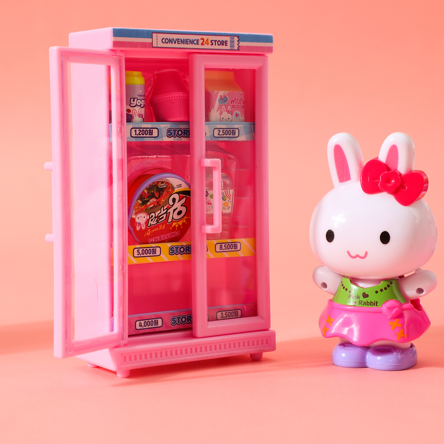 粉红兔女孩过家家玩具迷你便利店仿真超市收银台置物架售卖货套装