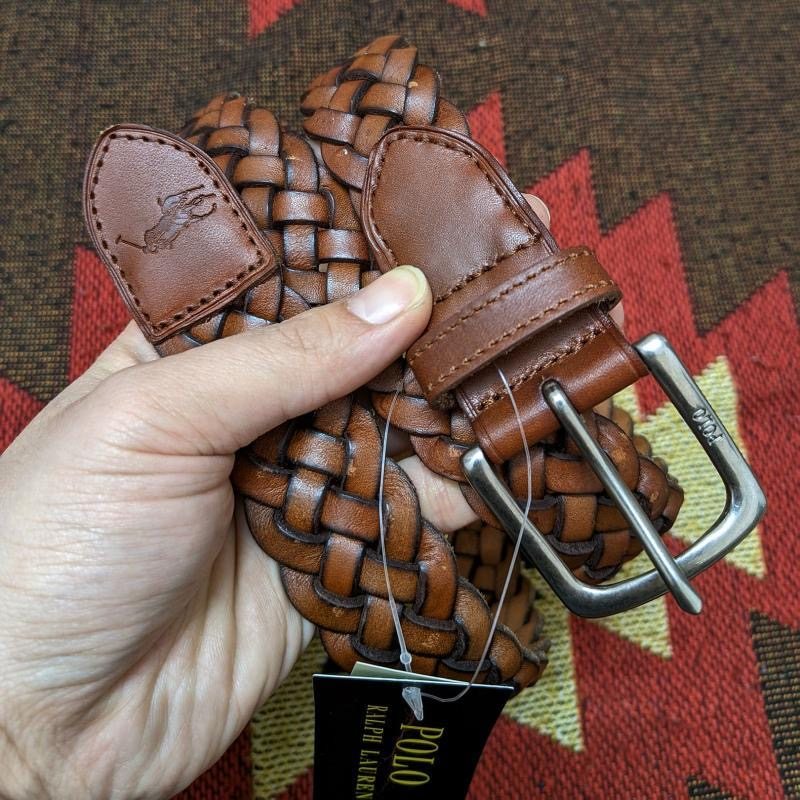 美式咔叽 纯色真皮编织腰带男女百搭商务休闲针扣皮带美拉德棕色