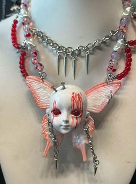 亚文化蝴蝶堕落天使颈环手作项链