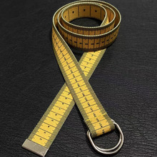 双环简约腰带VTM风格美式复古编织卷尺腰带小众金属扣头男女腰带