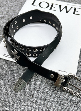 ERD忧郁十字架腰带亚文化y2k铆钉黑色辣妹朋克女牛仔裤皮带个性