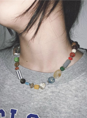 RORY彩色多宝珠钛钢项链
