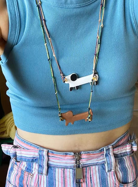 童趣长款小狗毛衣链小众设计感