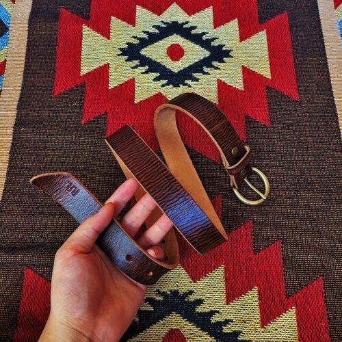 美单复古纯铜扣水洗真皮小贝腰带