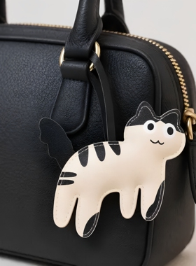 可爱邻家小猫PU皮革包挂件