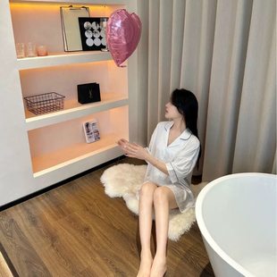 冰丝睡裙夏季女纯色高级感2025年夏天女士大牌气质宽松衬衫裙睡衣