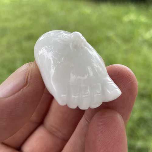 正品西安蓝田玉纯手工玉吊坠天然玉石脚丫子知足常乐男女款带证书