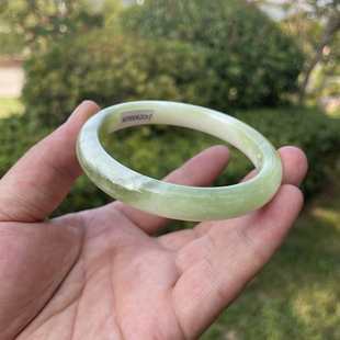 正品 玉镯带证书0026内径60宽11 陕西蓝田老坑翠玉手镯天然玉石女款