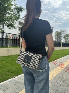 圣梵伦蒂诺s52-A424-1WBW女士时尚百搭千鸟格提花布单肩包斜挎包