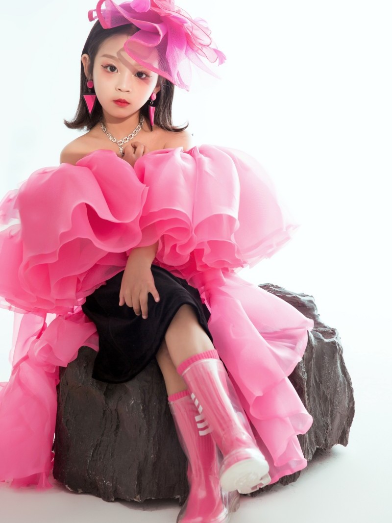 赫本风女童模特走秀演出比赛服
