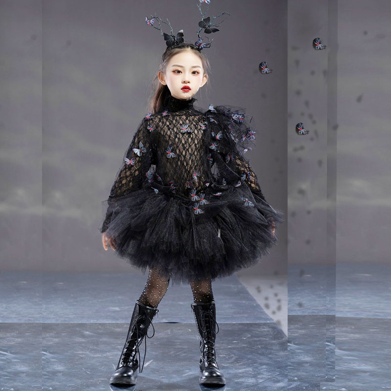 儿童演出服走秀潮服女童模特时装少儿模卡拍摄公主舞蹈蓬蓬裙套装