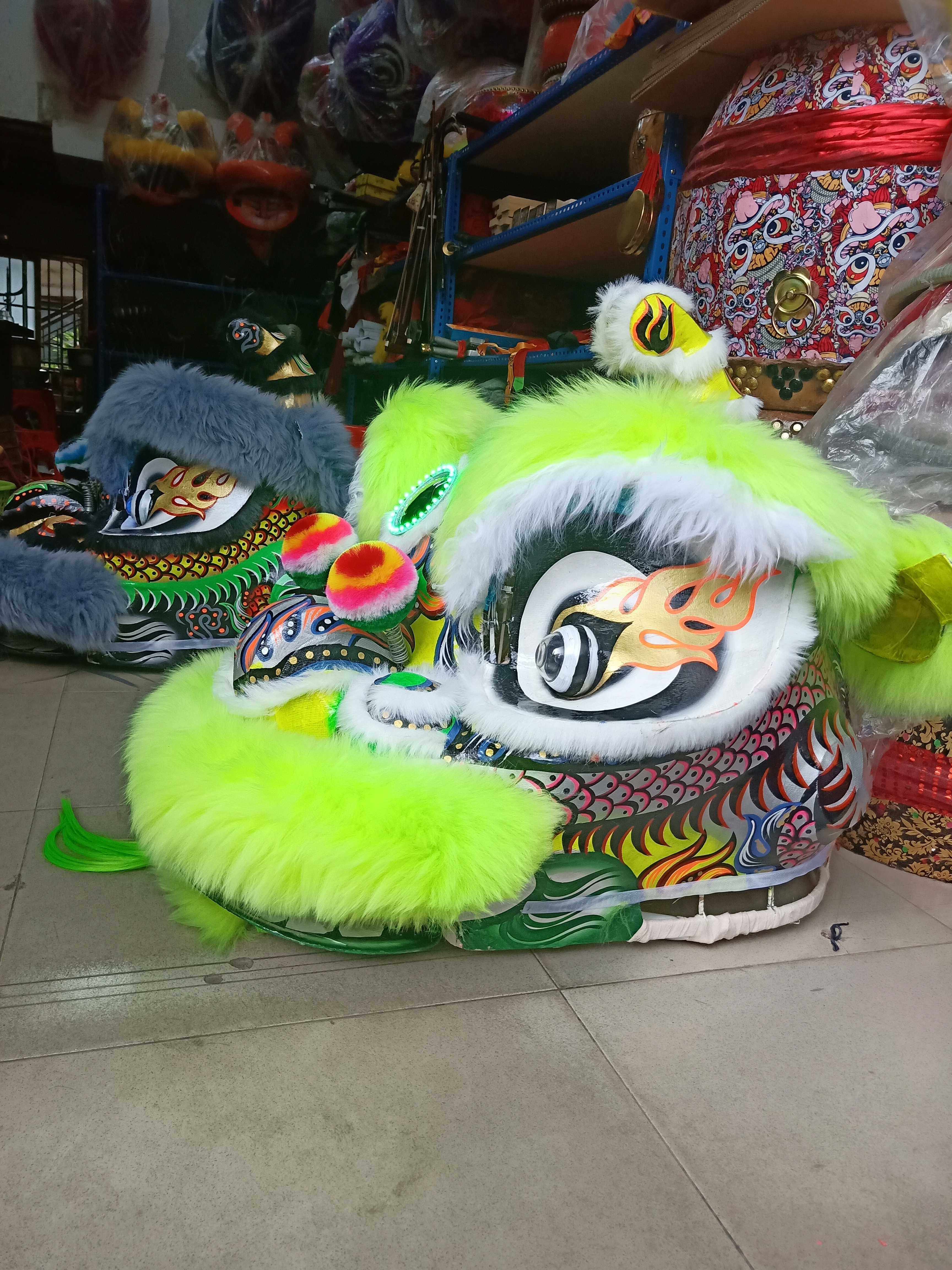 醒狮专业定做私人定制手工绘画龙纹鳞南狮佛装鹤装狮头灯光狮_虎窝淘